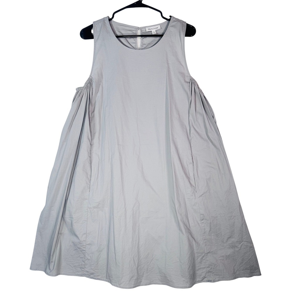 Prologue Women Gray Sleeveless Cotton Poplin Trapeze Tent Dress L Maternity wear